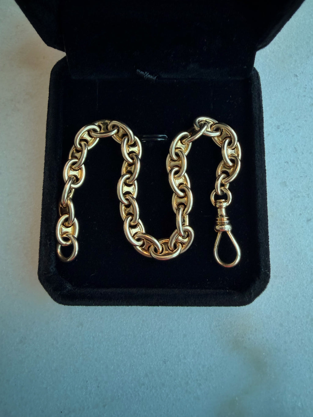 Vintage 14K Solid Gold Mariner Bracelet with Oversized Swivel Dog Clip – 28.65g