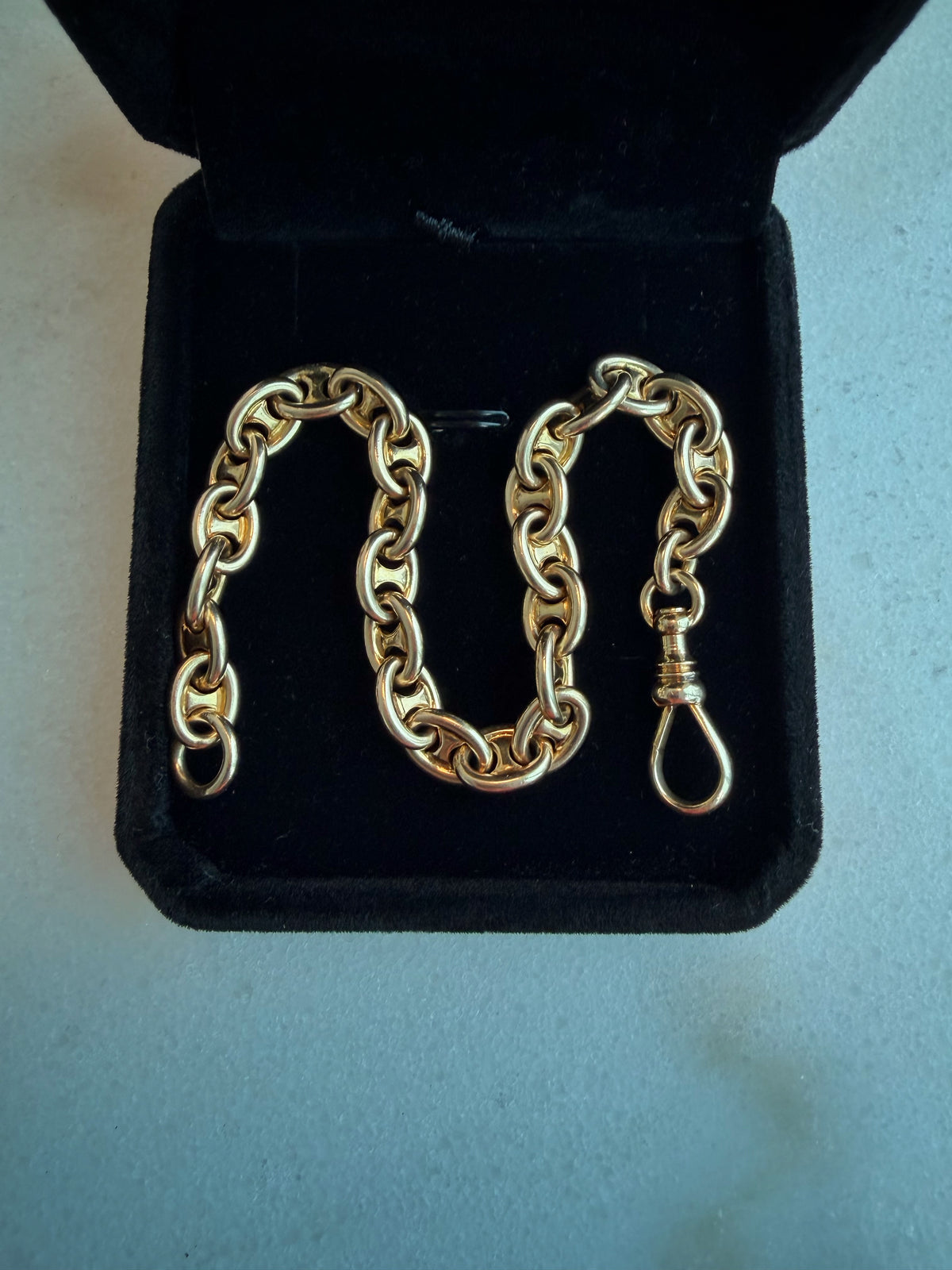 Vintage 14K Solid Gold Mariner Bracelet with Oversized Swivel Dog Clip – 28.65g