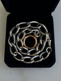 ANTIQUE 1914–15 STERLING SILVER ALBERT 15” chain & 14CT GOLD BOLT