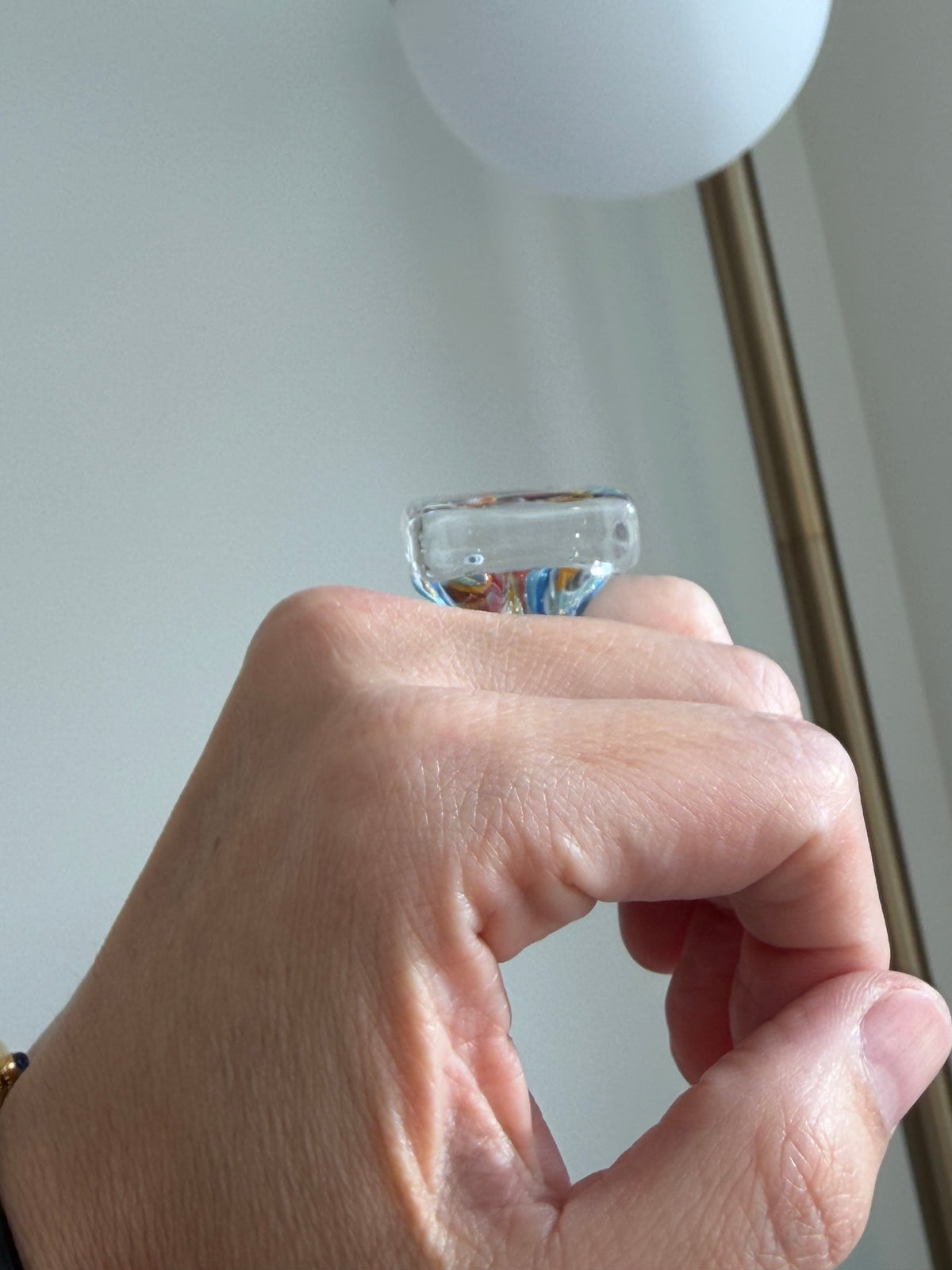 BLUE MURANO GLASS STATEMENT RING