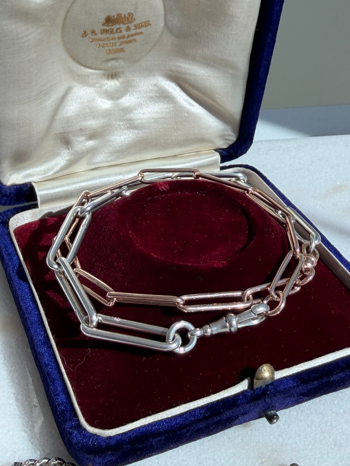 Antique 9ct Gold & Sterling Silver Convertible Paperclip Chain