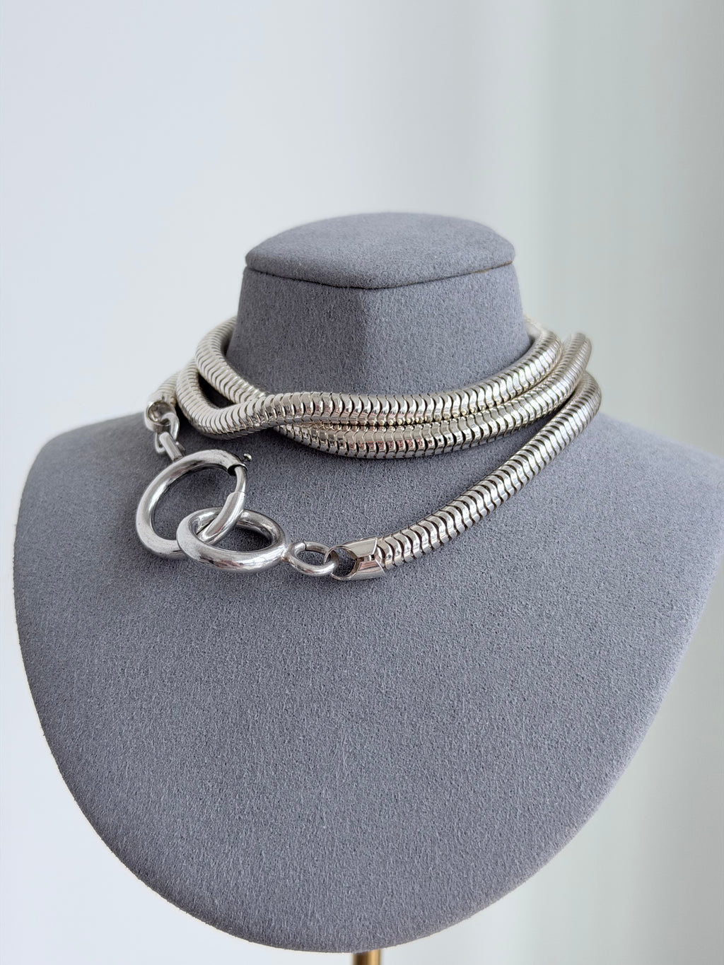 Vintage Sterling Silver Snake Chain Antique bolt
