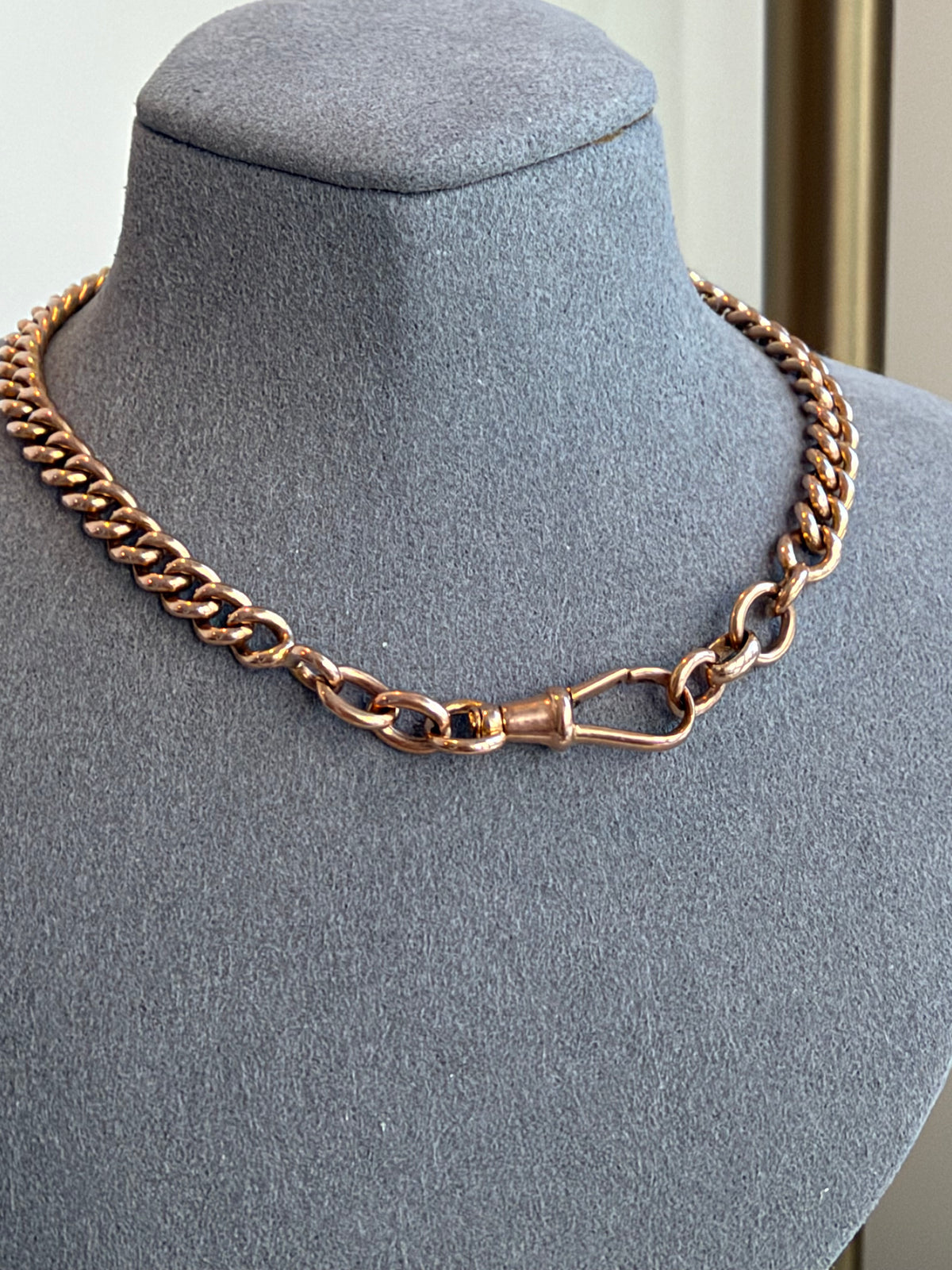 ANTIQUE 18CT FRENCH ROSE GOLD CURB CHAIN / ANKLET / EXTENDER