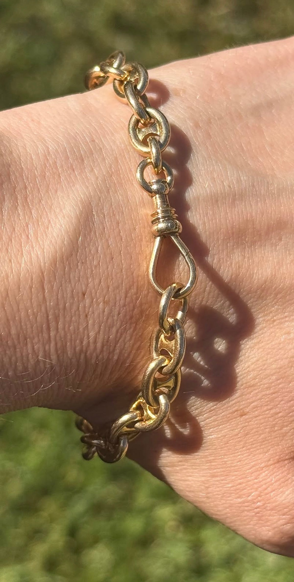 Vintage 14K Solid Gold Mariner Bracelet with Oversized Swivel Dog Clip – 28.65g