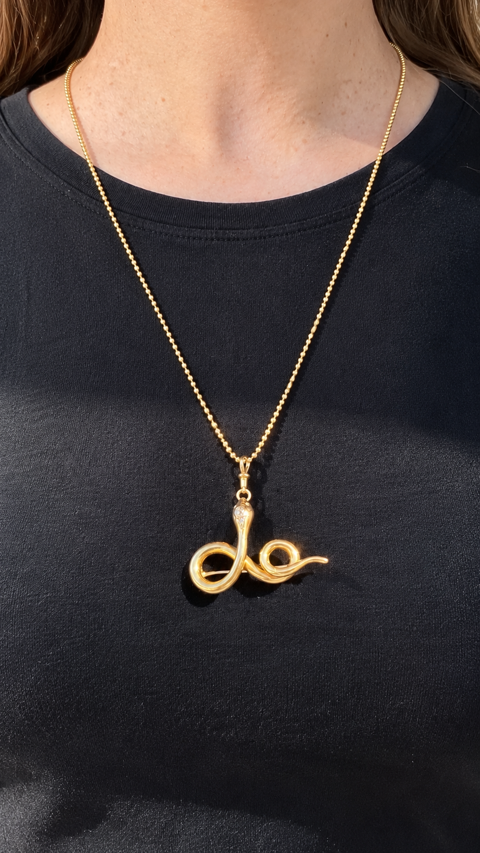 VICTORIAN 14K GOLD DIAMOND SNAKE