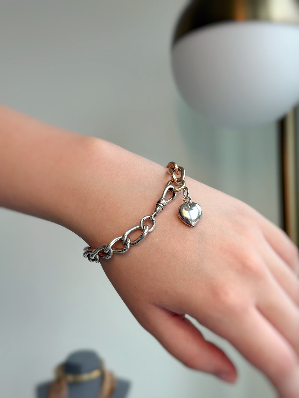 Antique 9ct Gold & Sterling Silver Mixed-Metal Bracelet