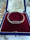 Antique 9ct gold, sterling silver and three pink tourmaline bracelet
