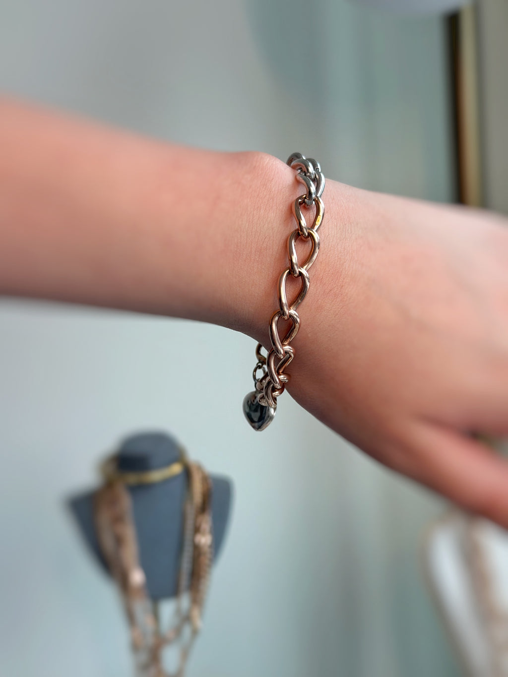 Antique 9ct Gold & Sterling Silver Mixed-Metal Bracelet