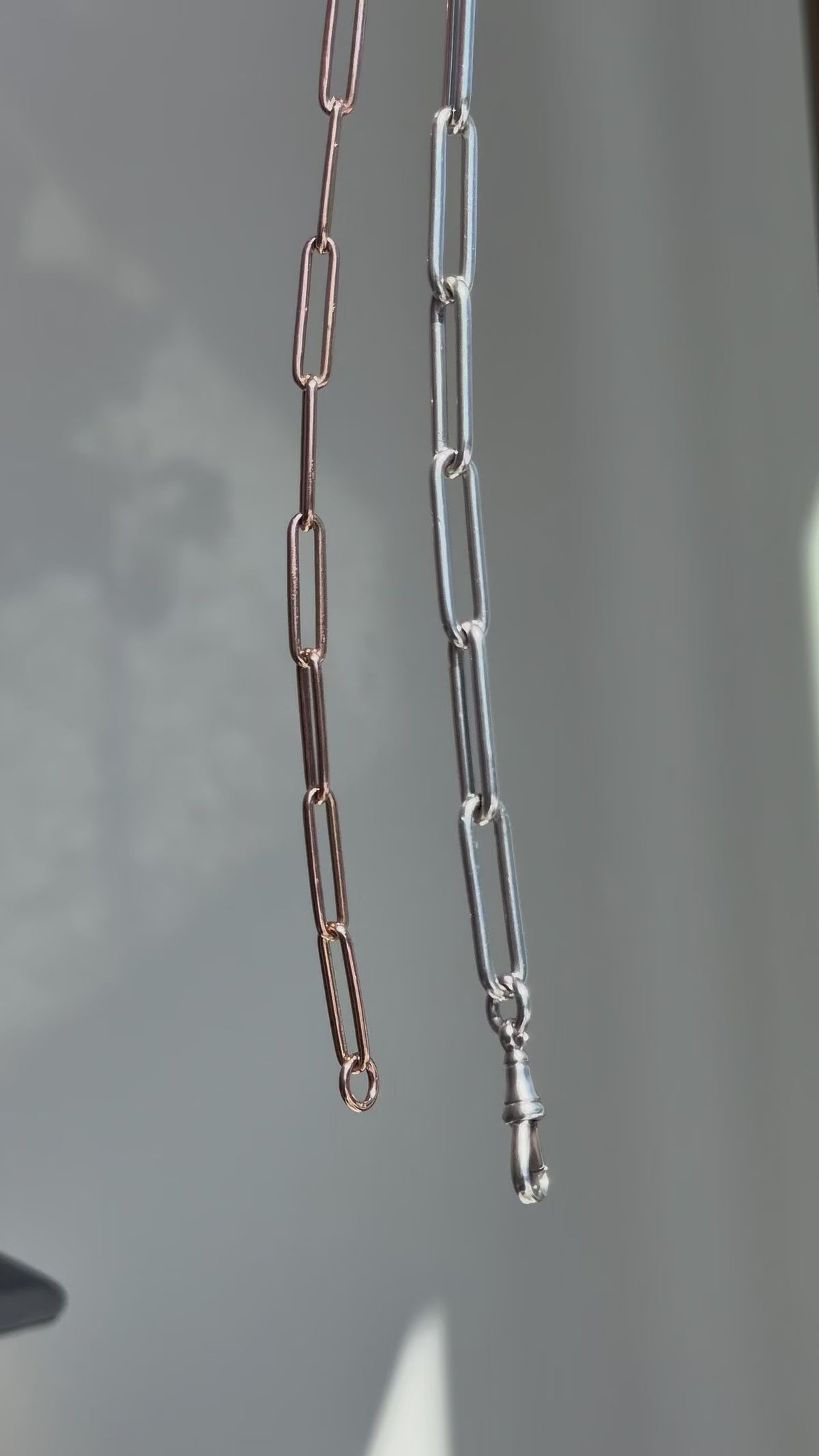 Antique 9ct Gold & Sterling Silver Convertible Paperclip Chain