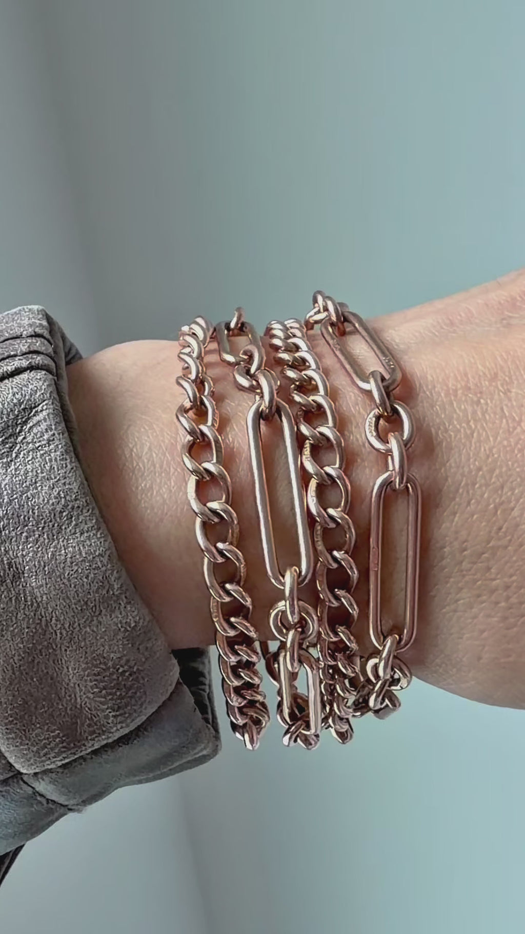 ANTIQUE 9CT ROSE GOLD OPEN CURB BRACELETS