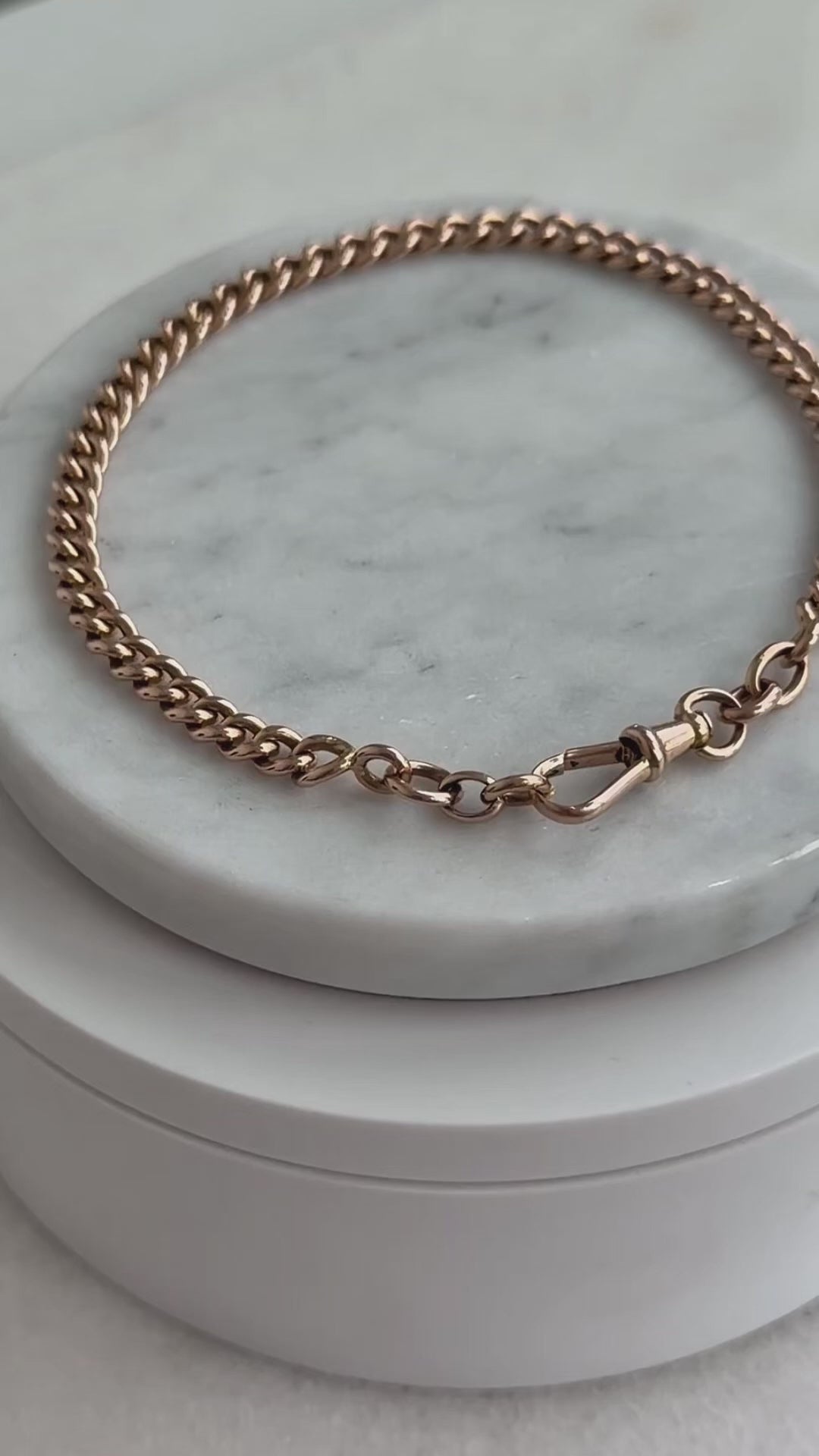 ANTIQUE 18CT FRENCH ROSE GOLD CURB CHAIN / ANKLET / EXTENDER