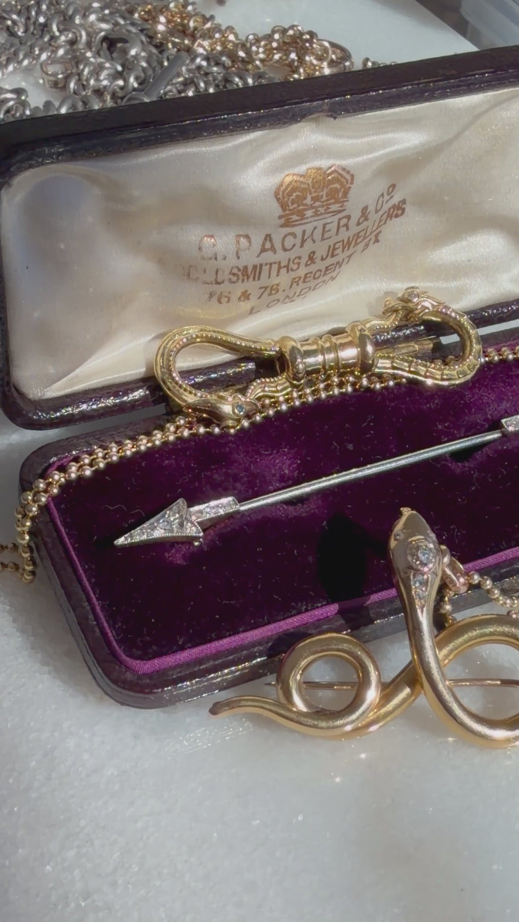 VICTORIAN 14K GOLD DIAMOND SNAKE