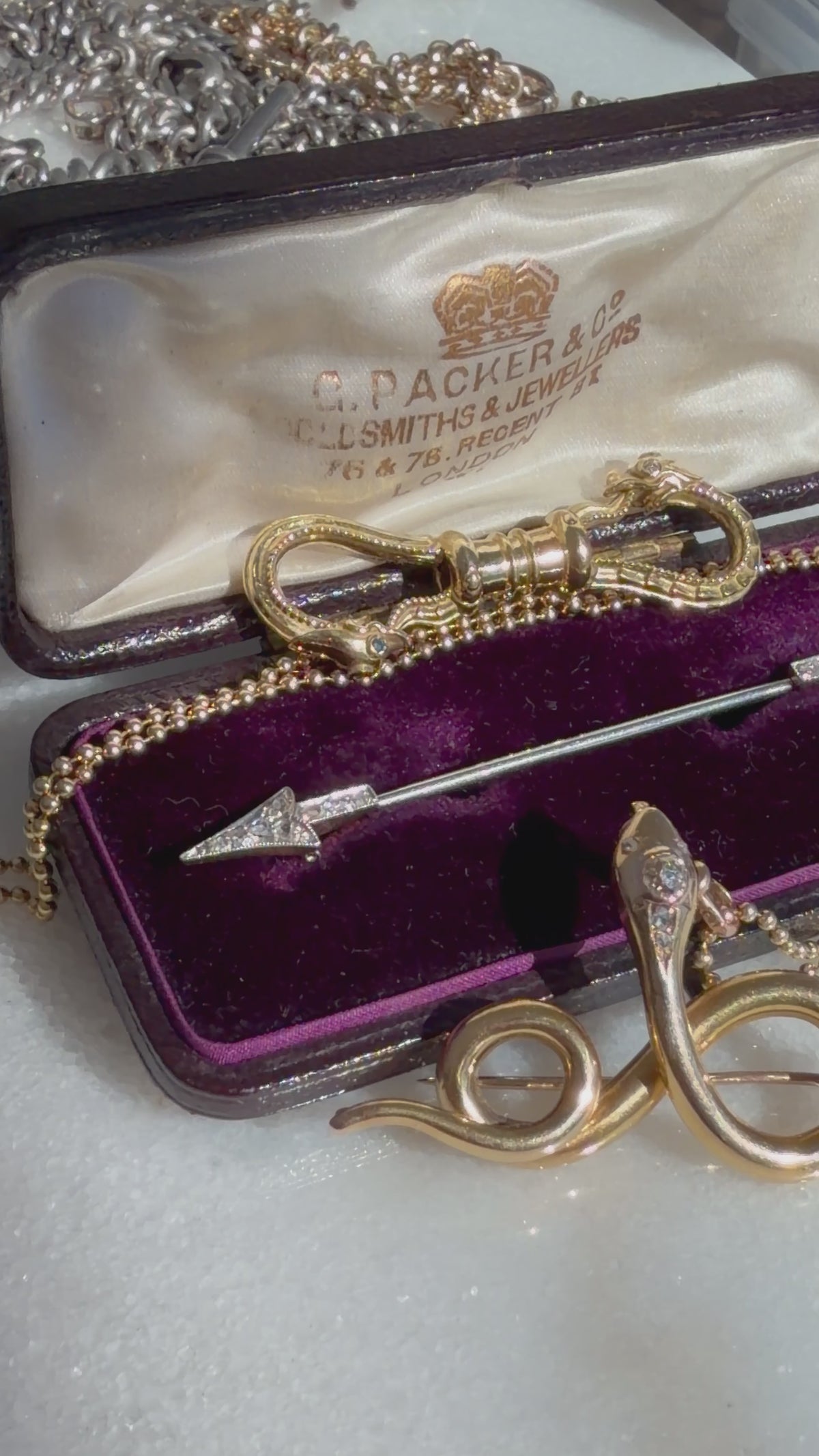Circa 1910 Platinum & 14K Gold Rose-Cut Diamond Arrow Brooch