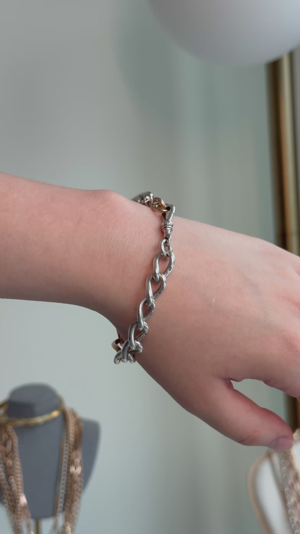 Antique 9ct Gold & Sterling Silver Mixed-Metal Bracelet