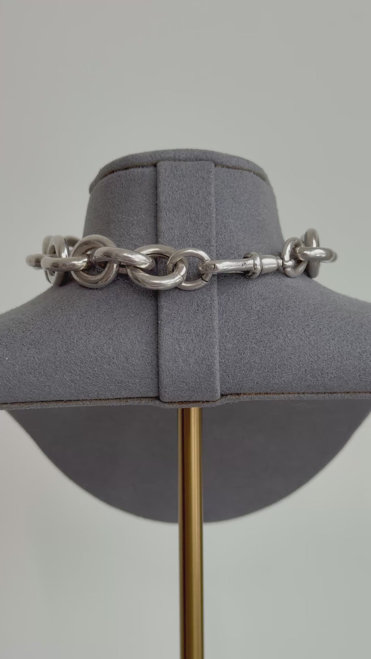 ANTIQUE STERLING SILVER CHUNKY PUFFY CABLE LINK BRACELET