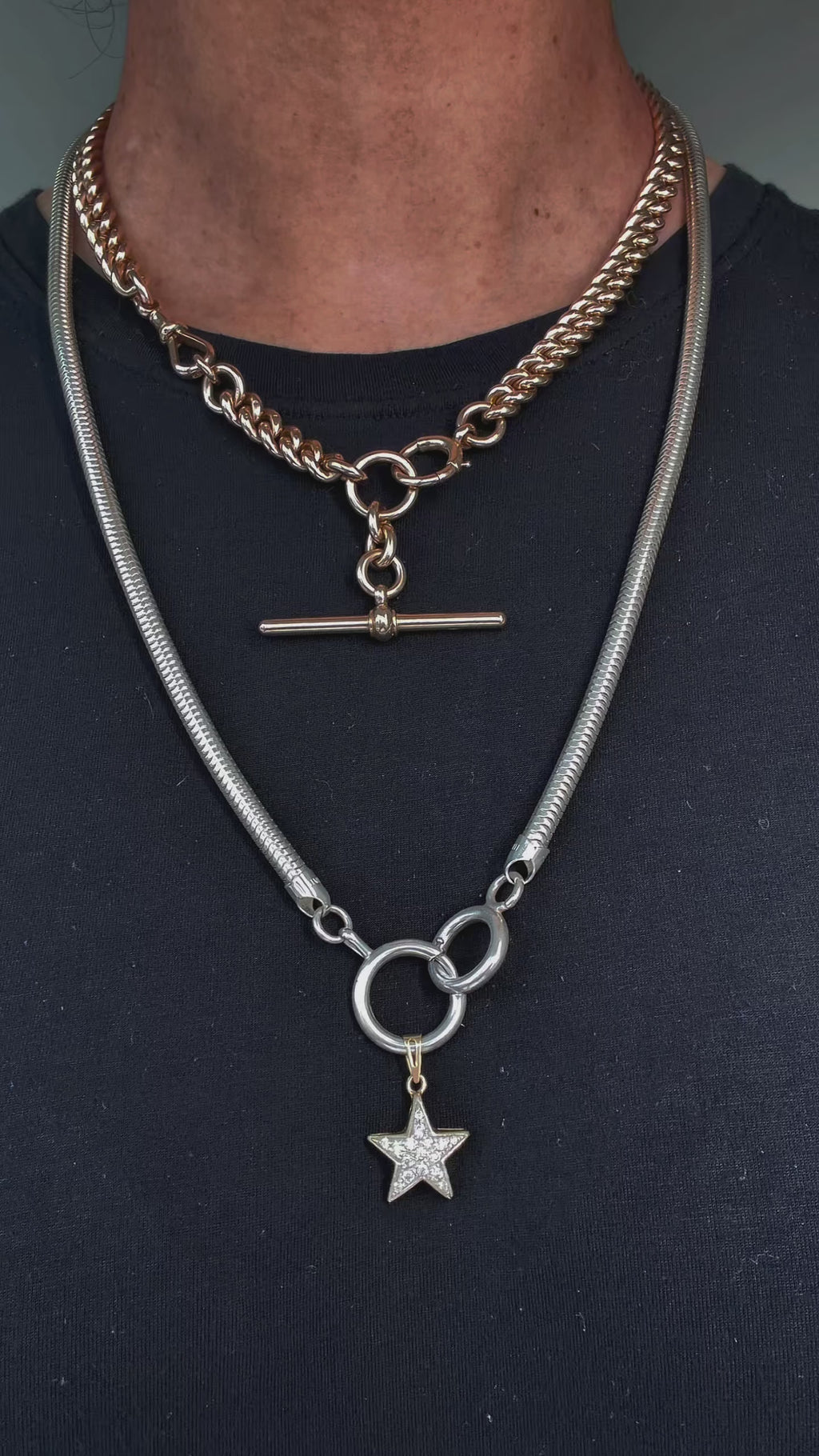Vintage Sterling Silver Snake Chain Antique bolt