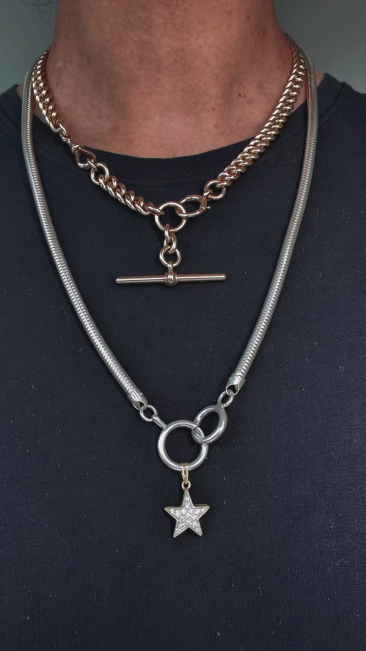 Vintage Sterling Silver Snake Chain Antique bolt