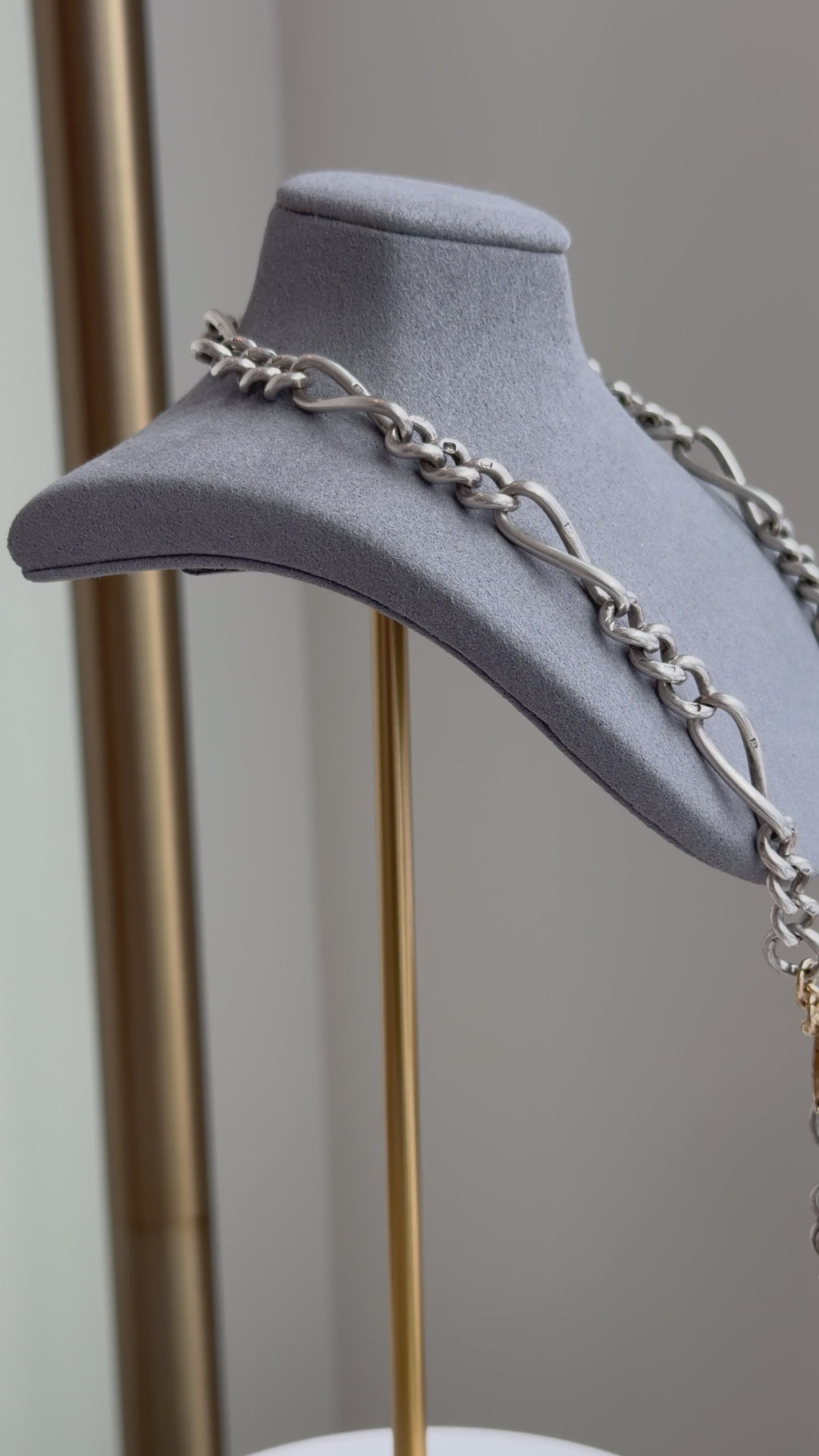 ANTIQUE SILVER & 14K GOLD ALBERT CHAIN