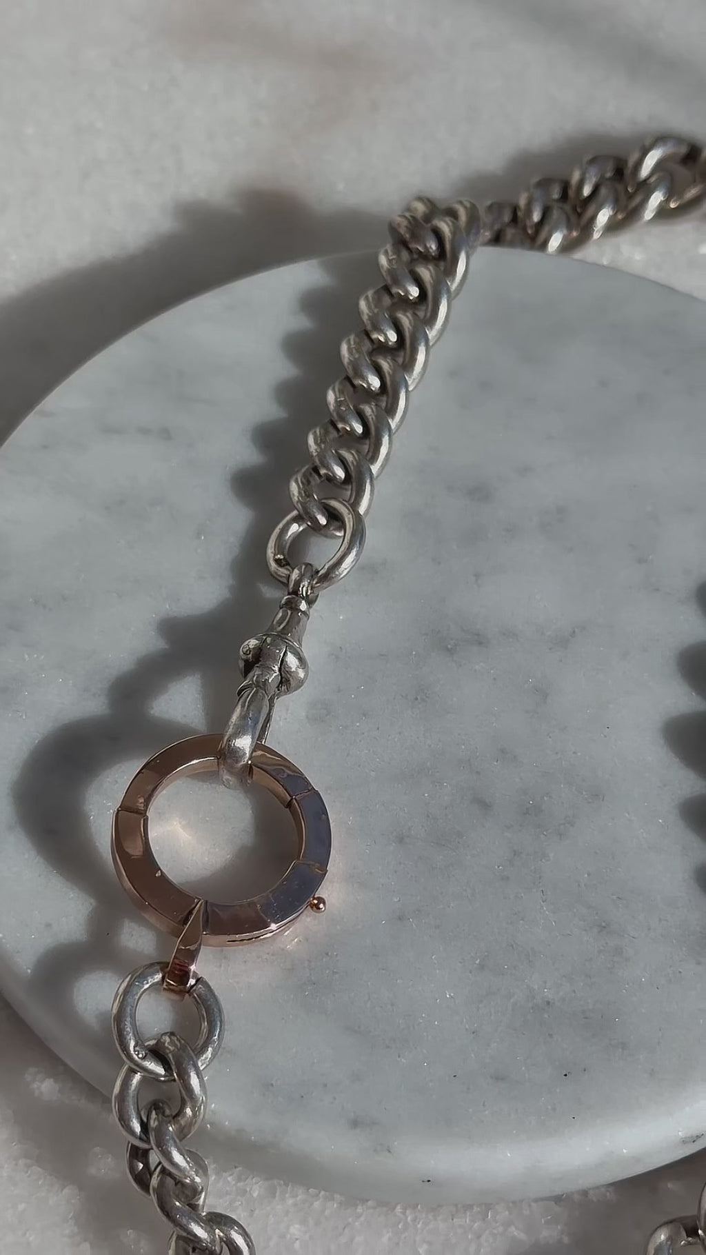 1897 Victorian E.W&S Heavy Sterling Silver Albert Chain with 18ct Bolt 97gr.