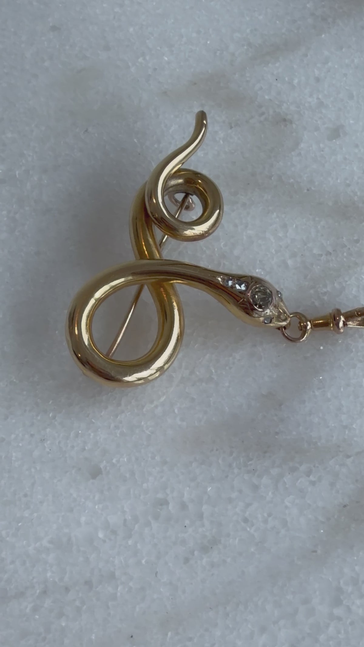 VICTORIAN 14K GOLD DIAMOND SNAKE