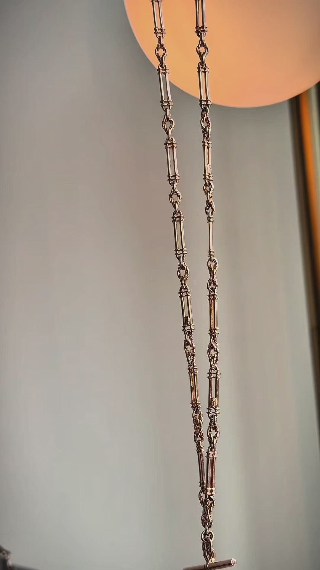 ANTIQUE 9CT GOLD FANCY TROMBONE ALBERT CHAIN